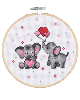 Broderikit Tavla Elephants in Love