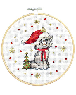Broderikit Tavla Julklädd Katt