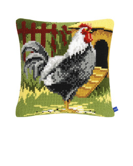 Broderikit Kuddfodral Svart tupp