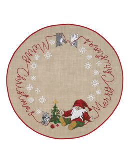 Broderikit Granmatta Tomte med katt