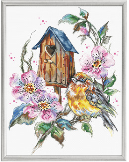 Broderikit Tavla Fågel & Blomster