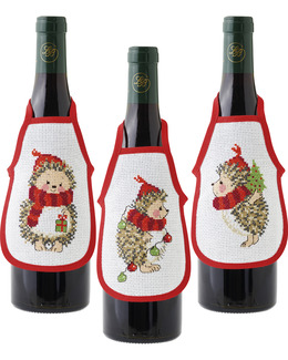 Broderikit Flaskförkläden Igelkottar 3-pack
