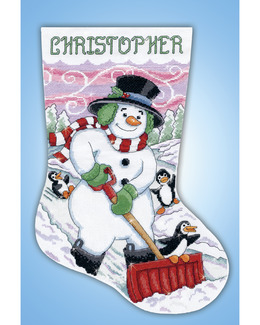 Broderikit Julstrumpa Snögubben