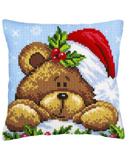 Broderikit Kudde Julens teddybjörn